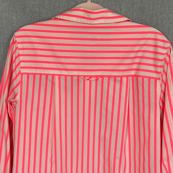 NWT a new day Women Neon Stripe Cotton Blend Button Down Shirt Sz M Work - Picture 6 of 11